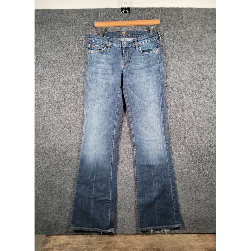 7 For All Mankind Jeans Boot Cut Mid Rise Womens 29x32 Stretch Denim Dark Wash